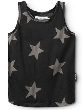 nununu Black Tank Top with Gray Star Print